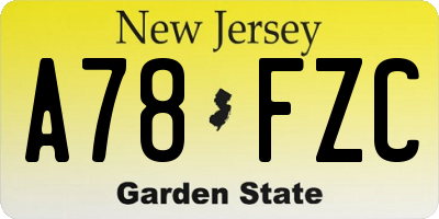 NJ license plate A78FZC