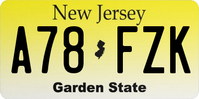 NJ license plate A78FZK