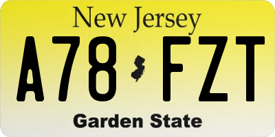 NJ license plate A78FZT