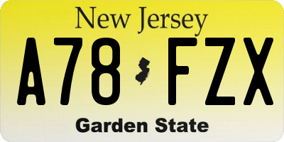 NJ license plate A78FZX