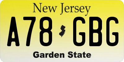 NJ license plate A78GBG