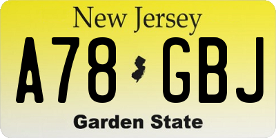 NJ license plate A78GBJ