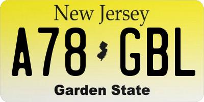 NJ license plate A78GBL