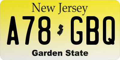 NJ license plate A78GBQ