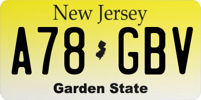 NJ license plate A78GBV