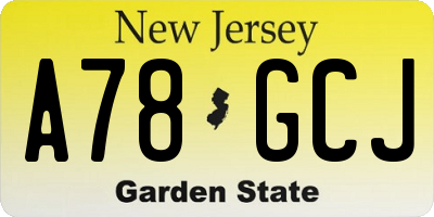 NJ license plate A78GCJ