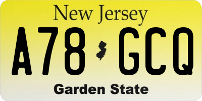 NJ license plate A78GCQ