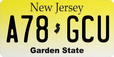 NJ license plate A78GCU