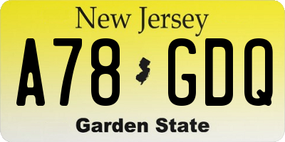 NJ license plate A78GDQ