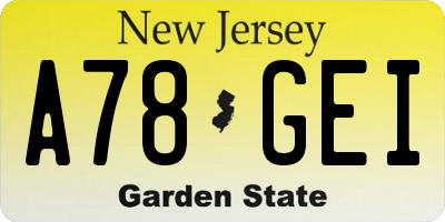 NJ license plate A78GEI
