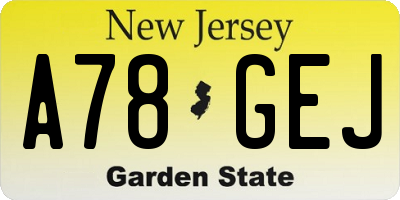 NJ license plate A78GEJ