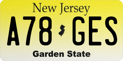 NJ license plate A78GES