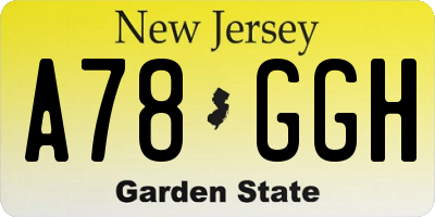 NJ license plate A78GGH