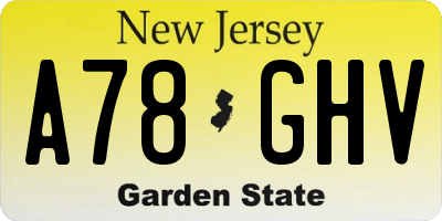 NJ license plate A78GHV