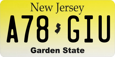 NJ license plate A78GIU