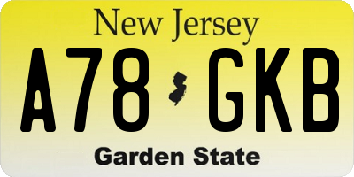 NJ license plate A78GKB