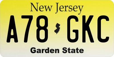 NJ license plate A78GKC