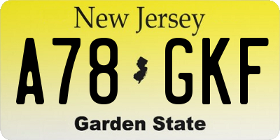 NJ license plate A78GKF