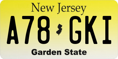 NJ license plate A78GKI