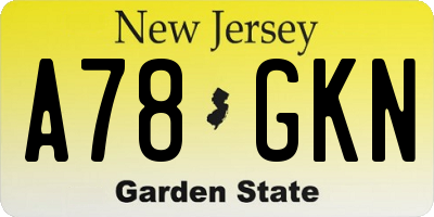 NJ license plate A78GKN