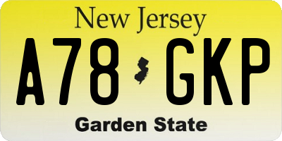 NJ license plate A78GKP