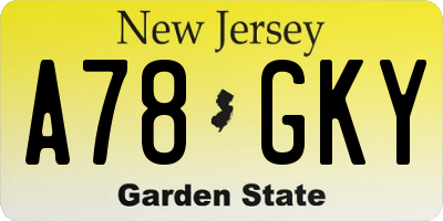 NJ license plate A78GKY