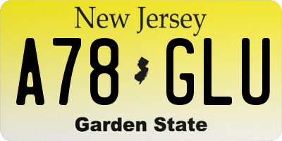 NJ license plate A78GLU