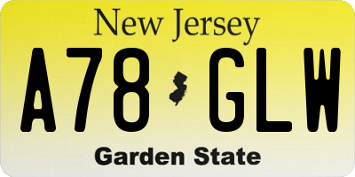 NJ license plate A78GLW