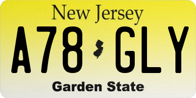 NJ license plate A78GLY