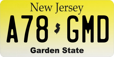 NJ license plate A78GMD