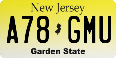 NJ license plate A78GMU