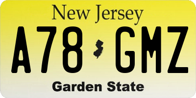 NJ license plate A78GMZ