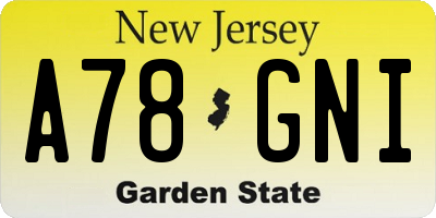NJ license plate A78GNI