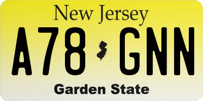 NJ license plate A78GNN