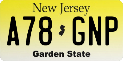 NJ license plate A78GNP