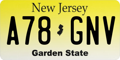 NJ license plate A78GNV