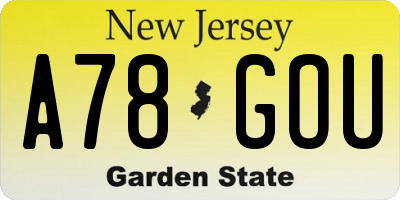 NJ license plate A78GOU