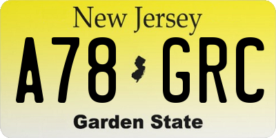 NJ license plate A78GRC