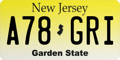NJ license plate A78GRI