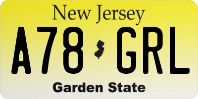 NJ license plate A78GRL