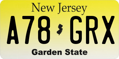 NJ license plate A78GRX