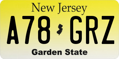 NJ license plate A78GRZ