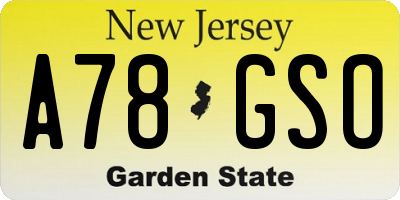 NJ license plate A78GSO