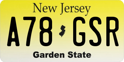 NJ license plate A78GSR