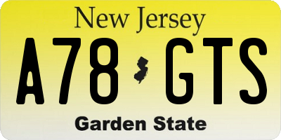 NJ license plate A78GTS