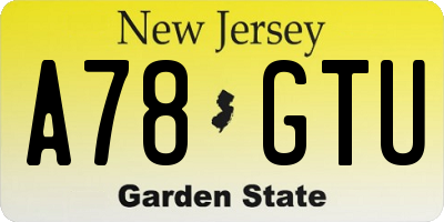 NJ license plate A78GTU