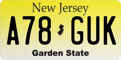 NJ license plate A78GUK