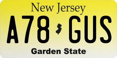 NJ license plate A78GUS