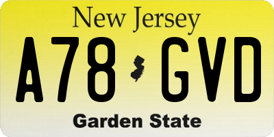NJ license plate A78GVD