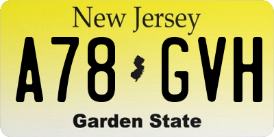 NJ license plate A78GVH